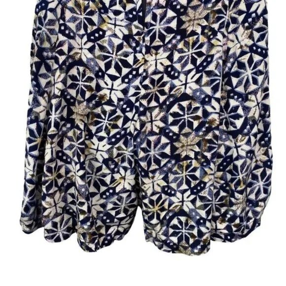 FIBER OPTICS VINTAGE WOMEN'S NAVY & CREAM PATTERN SHORTS ROMPER DRESS SIZE 7/8 - Picture 4 of 6